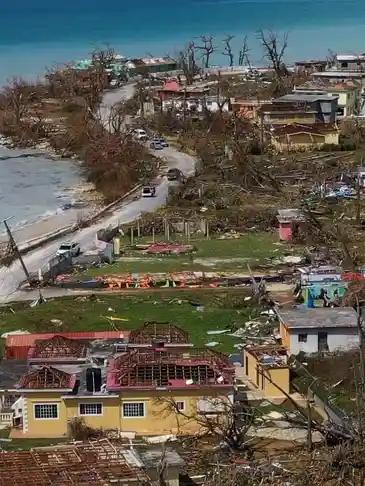 Damaged coastal road in Jamaica